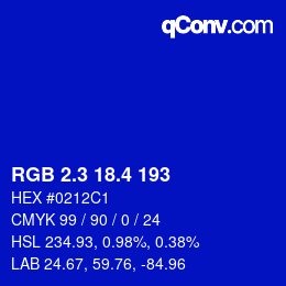カラーコード: RGB 2.3 18.4 193 | qconv.com