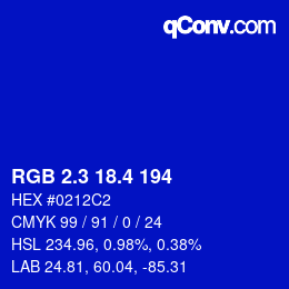 カラーコード: RGB 2.3 18.4 194 | qconv.com