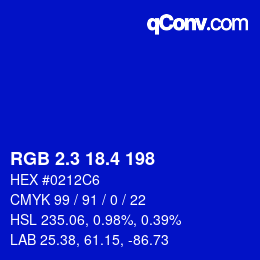 カラーコード: RGB 2.3 18.4 198 | qconv.com