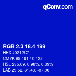 カラーコード: RGB 2.3 18.4 199 | qconv.com