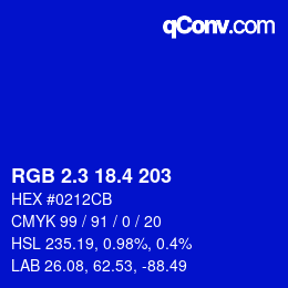 カラーコード: RGB 2.3 18.4 203 | qconv.com