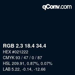 カラーコード: RGB 2.3 18.4 34.4 | qconv.com