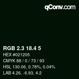 カラーコード: RGB 2.3 18.4 5 | qconv.com