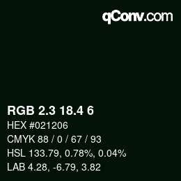 カラーコード: RGB 2.3 18.4 6 | qconv.com