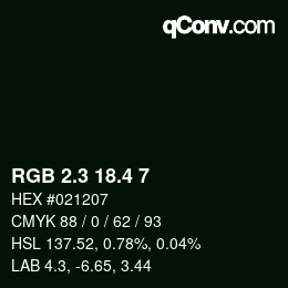 カラーコード: RGB 2.3 18.4 7 | qconv.com