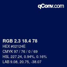 カラーコード: RGB 2.3 18.4 78 | qconv.com
