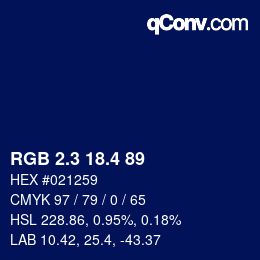 カラーコード: RGB 2.3 18.4 89 | qconv.com