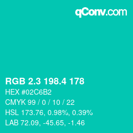 カラーコード: RGB 2.3 198.4 178 | qconv.com