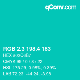 カラーコード: RGB 2.3 198.4 183 | qconv.com