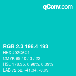カラーコード: RGB 2.3 198.4 193 | qconv.com