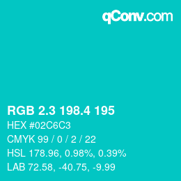 カラーコード: RGB 2.3 198.4 195 | qconv.com