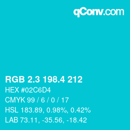 カラーコード: RGB 2.3 198.4 212 | qconv.com