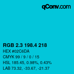 カラーコード: RGB 2.3 198.4 218 | qconv.com