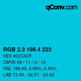 カラーコード: RGB 2.3 198.4 223 | qconv.com