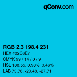 カラーコード: RGB 2.3 198.4 231 | qconv.com