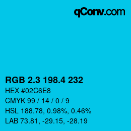 カラーコード: RGB 2.3 198.4 232 | qconv.com