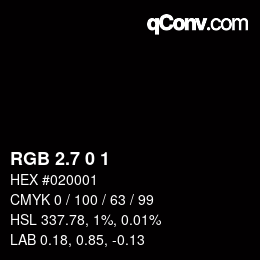 カラーコード: RGB 2.7 0 1 | qconv.com