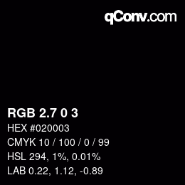 カラーコード: RGB 2.7 0 3 | qconv.com