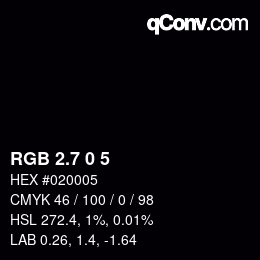 カラーコード: RGB 2.7 0 5 | qconv.com