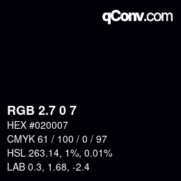 カラーコード: RGB 2.7 0 7 | qconv.com