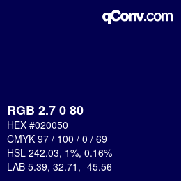 カラーコード: RGB 2.7 0 80 | qconv.com