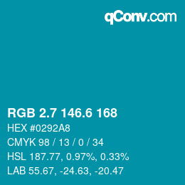 カラーコード: RGB 2.7 146.6 168 | qconv.com
