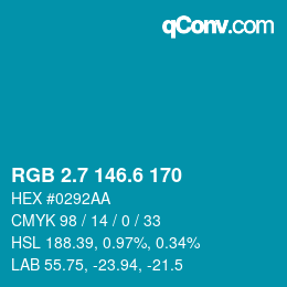 カラーコード: RGB 2.7 146.6 170 | qconv.com