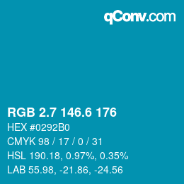 カラーコード: RGB 2.7 146.6 176 | qconv.com