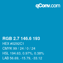 カラーコード: RGB 2.7 146.6 193 | qconv.com