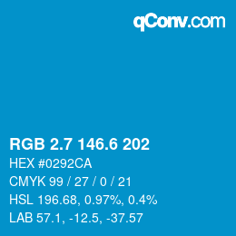 カラーコード: RGB 2.7 146.6 202 | qconv.com