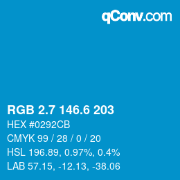 カラーコード: RGB 2.7 146.6 203 | qconv.com