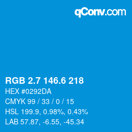 カラーコード: RGB 2.7 146.6 218 | qconv.com