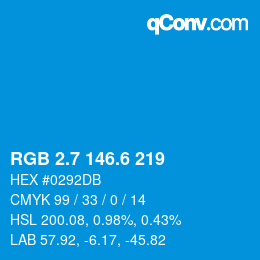 カラーコード: RGB 2.7 146.6 219 | qconv.com