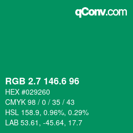 カラーコード: RGB 2.7 146.6 96 | qconv.com