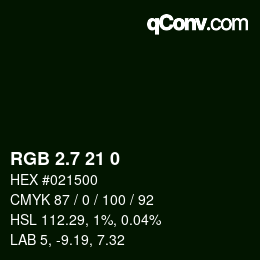 カラーコード: RGB 2.7 21 0 | qconv.com