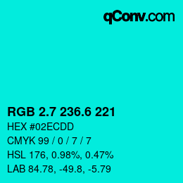 カラーコード: RGB 2.7 236.6 221 | qconv.com