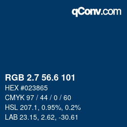 カラーコード: RGB 2.7 56.6 101 | qconv.com