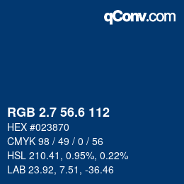 カラーコード: RGB 2.7 56.6 112 | qconv.com