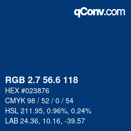 カラーコード: RGB 2.7 56.6 118 | qconv.com
