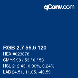 カラーコード: RGB 2.7 56.6 120 | qconv.com