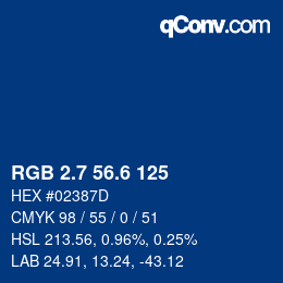 カラーコード: RGB 2.7 56.6 125 | qconv.com