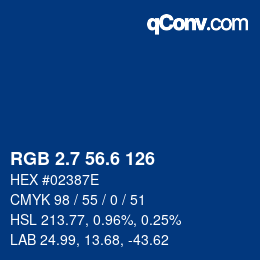 カラーコード: RGB 2.7 56.6 126 | qconv.com