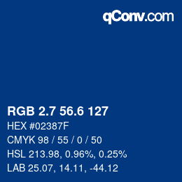 カラーコード: RGB 2.7 56.6 127 | qconv.com