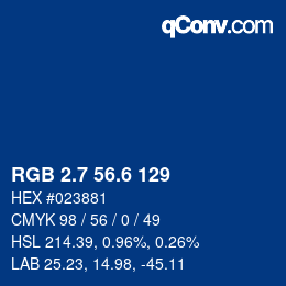 カラーコード: RGB 2.7 56.6 129 | qconv.com