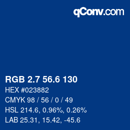 カラーコード: RGB 2.7 56.6 130 | qconv.com