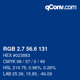 カラーコード: RGB 2.7 56.6 131 | qconv.com