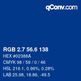 カラーコード: RGB 2.7 56.6 138 | qconv.com