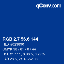 カラーコード: RGB 2.7 56.6 144 | qconv.com