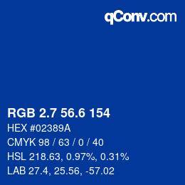 カラーコード: RGB 2.7 56.6 154 | qconv.com