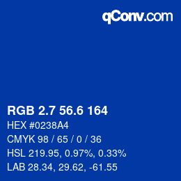 カラーコード: RGB 2.7 56.6 164 | qconv.com